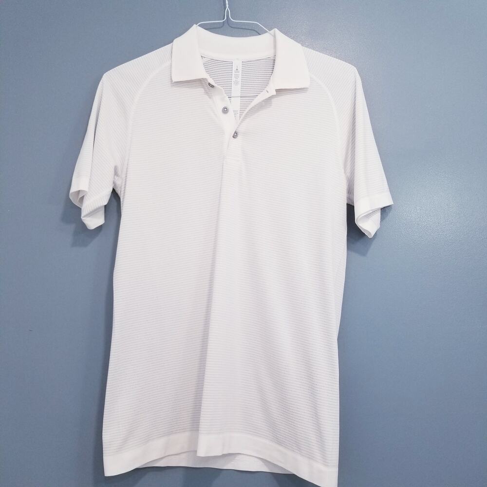 Lululemon Striped Collared Polo Shirt 1/4 Button Short Sleeves